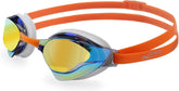 Jeorge Swimming goggles, competition wide vision mirror coating lens anti-fog UV protect goggles (Orange)